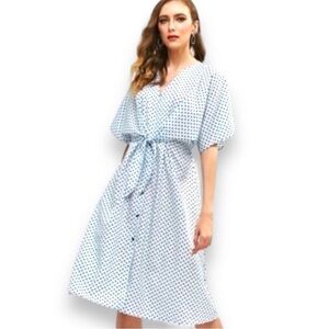 Flowy Zara baby blue polka dot dress​
